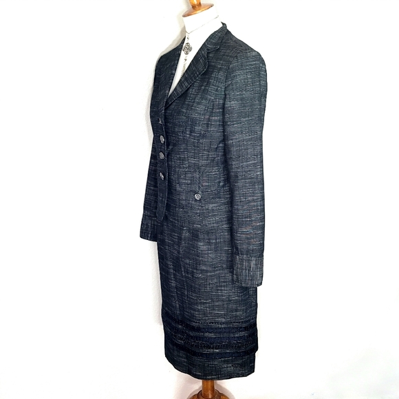 Luxury Designer Classic Kate Unger Evening Cocktail Power Suit Skirt Jacket Set - Picture 5 of 12